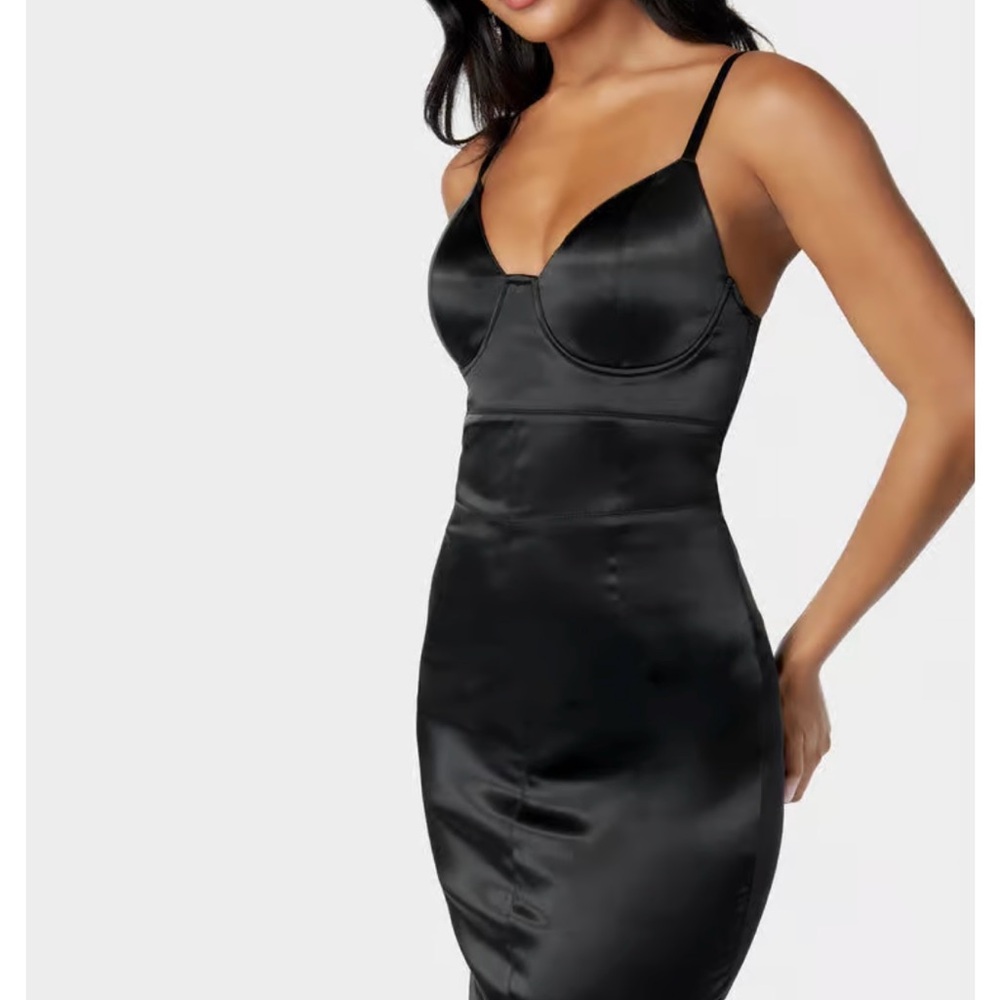 Bebe black satin dress